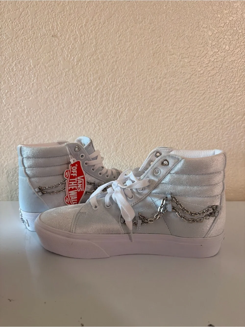Vans Light Blue High-Top Sneakers with Chain Accents